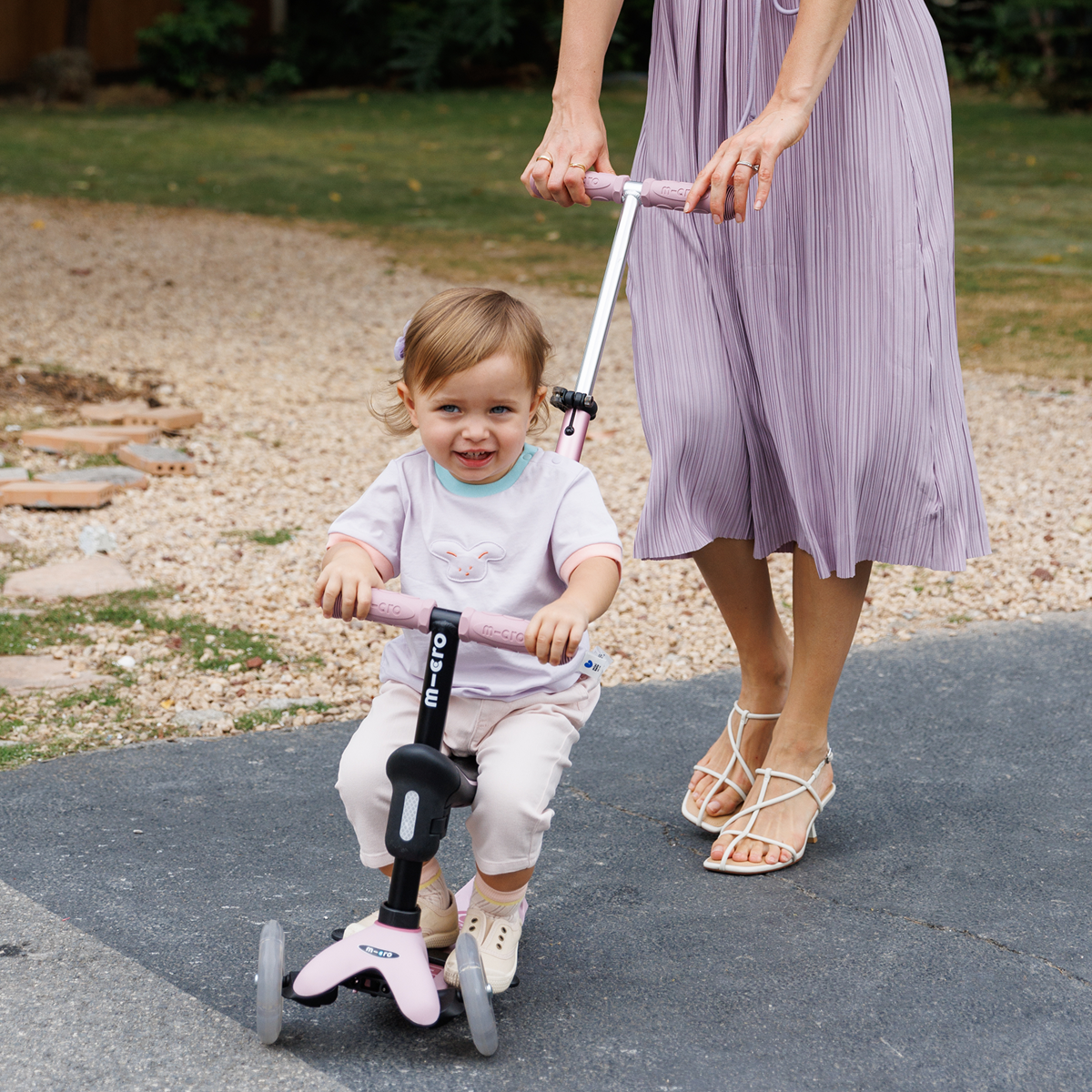 Micro Kickboard - Mini Deluxe Rock & Go LED Scooter - Dusty Rose - Outdoor