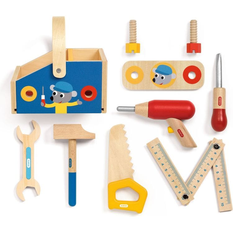 Djeco - Minibrico Pretend Play Wooden Toolbox - Preschool