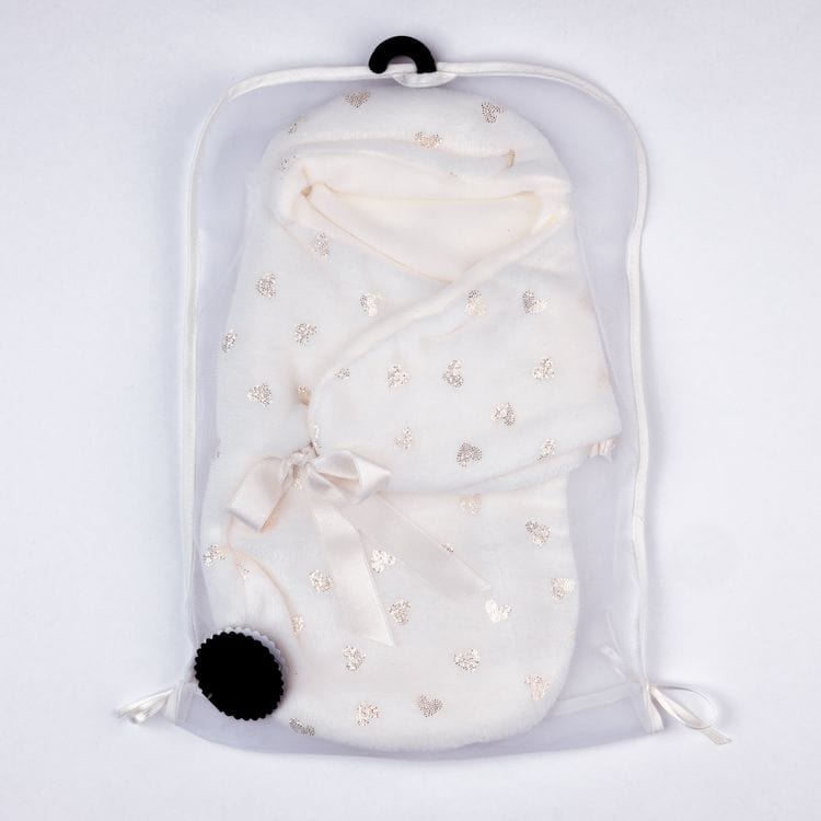 FAO Schwarz - My FAO Doll Swaddle - White With Gold Hearts - My FAO Doll