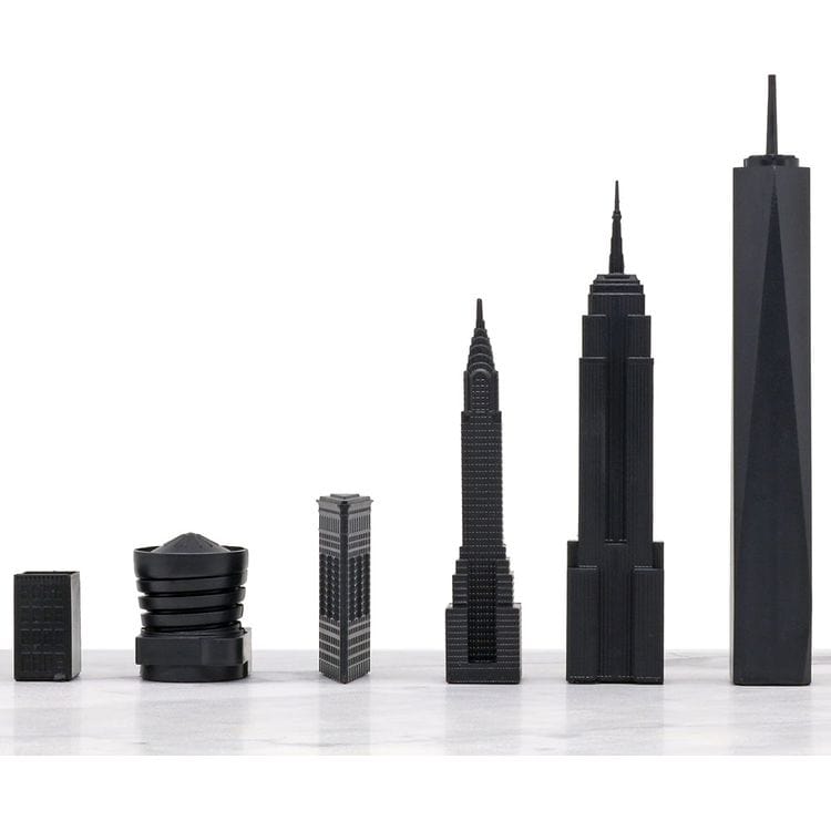 Skyline Chess - New York City Edition Acrylic Chess Set with Marble Hatch Board - Games
