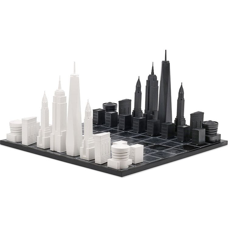 Skyline Chess - New York City Edition Acrylic Chess Set with Wood Map Board - Games