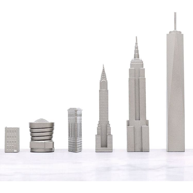 Skyline Chess - New York Edition Stainless Steel Chess Set with Wood Map Board - Games