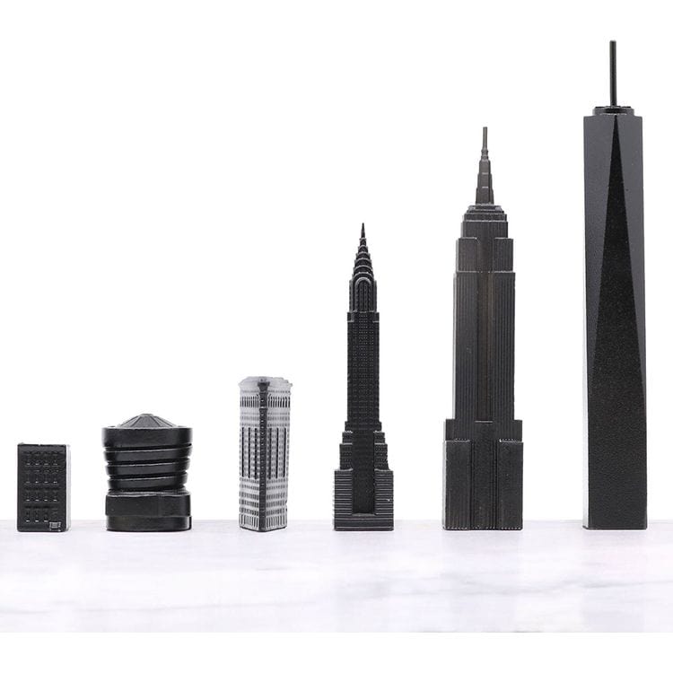 Skyline Chess - New York Edition Stainless Steel Chess Set with Wood Map Board - Games