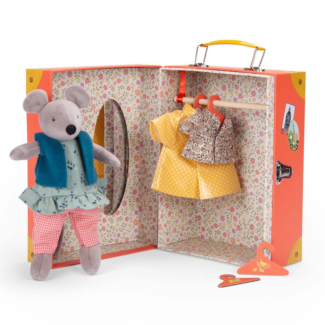 Moulin Roty - Nini Doll with Little Wardrobe Suitcase - The Big Family - Dolls