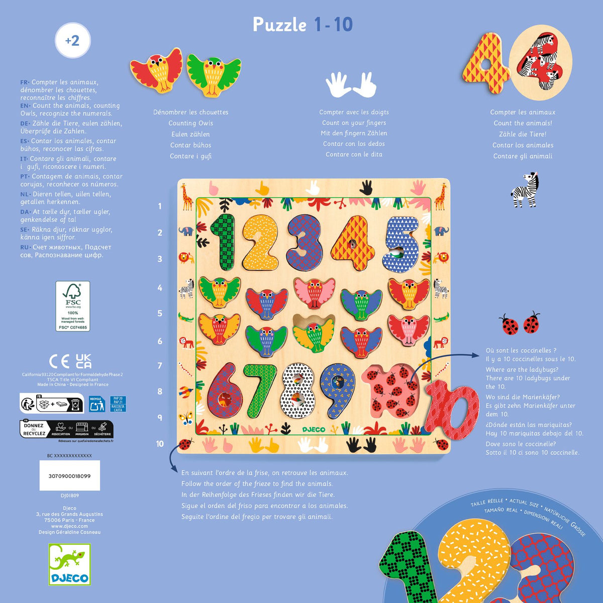 Djeco - Numbers Wooden Puzzle - Puzzles