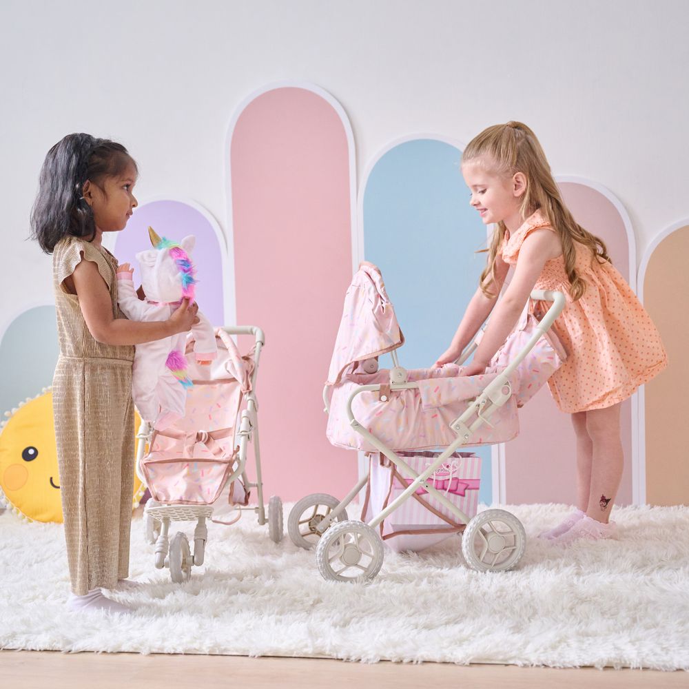 Teamson Kids - Olivia's Little World Confetti Doll Classic Stroller with Removable Bassinet - Dolls