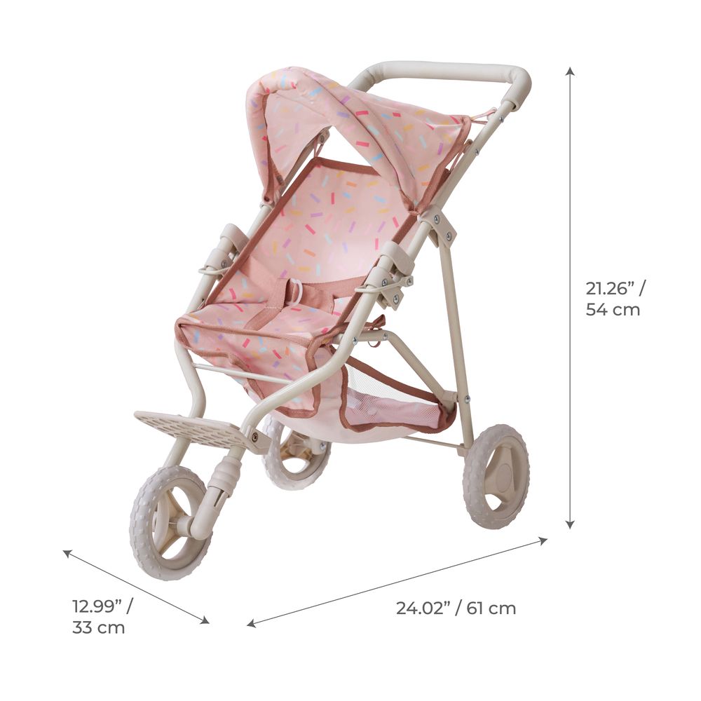 Teamson Kids - Olivia's Little World Confetti Doll Jogging Stroller with Retractable Canopy - Dolls