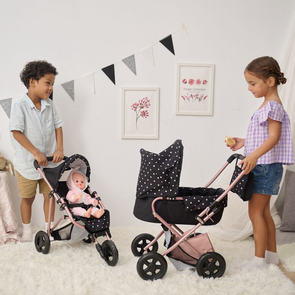 Teamson Kids - Olivia's Little World Pin Up Doll Jogging Stroller & Retractable Canopy - Black - Dolls