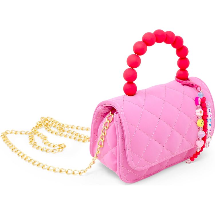 Zomi Gem - Pearl Handle Message Charm Handbag - Hot Pink - Trend Accessories