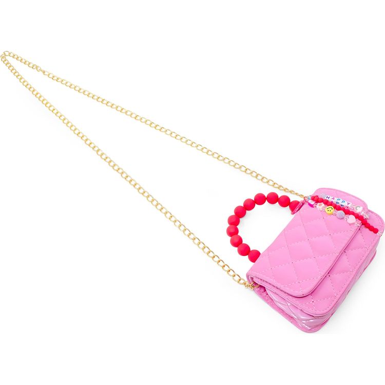 Zomi Gem - Pearl Handle Message Charm Handbag - Hot Pink - Trend Accessories