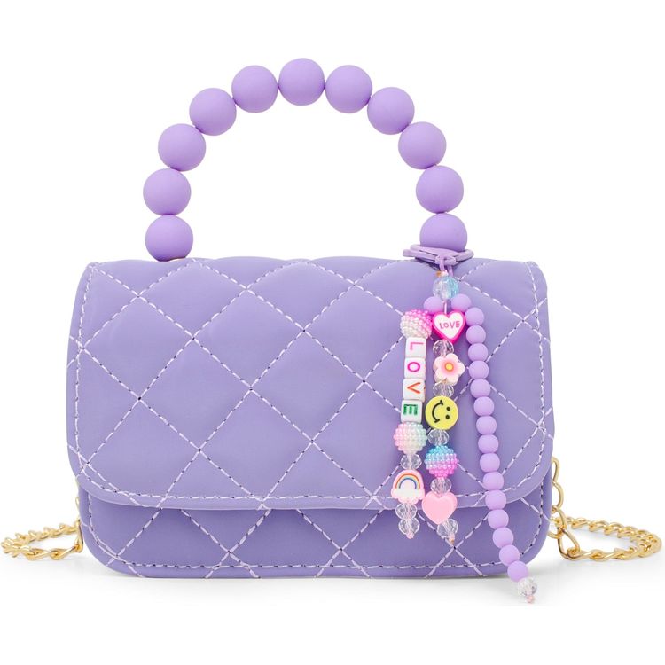 Zomi Gem - Pearl Handle Message Charm Handbag - Purple - Trend Accessories
