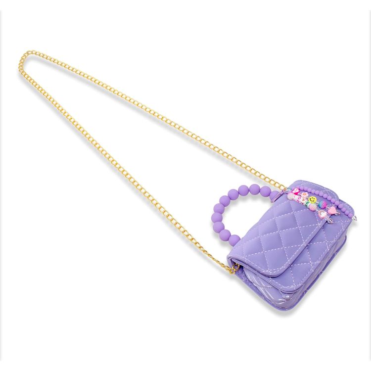 Zomi Gem - Pearl Handle Message Charm Handbag - Purple - Trend Accessories
