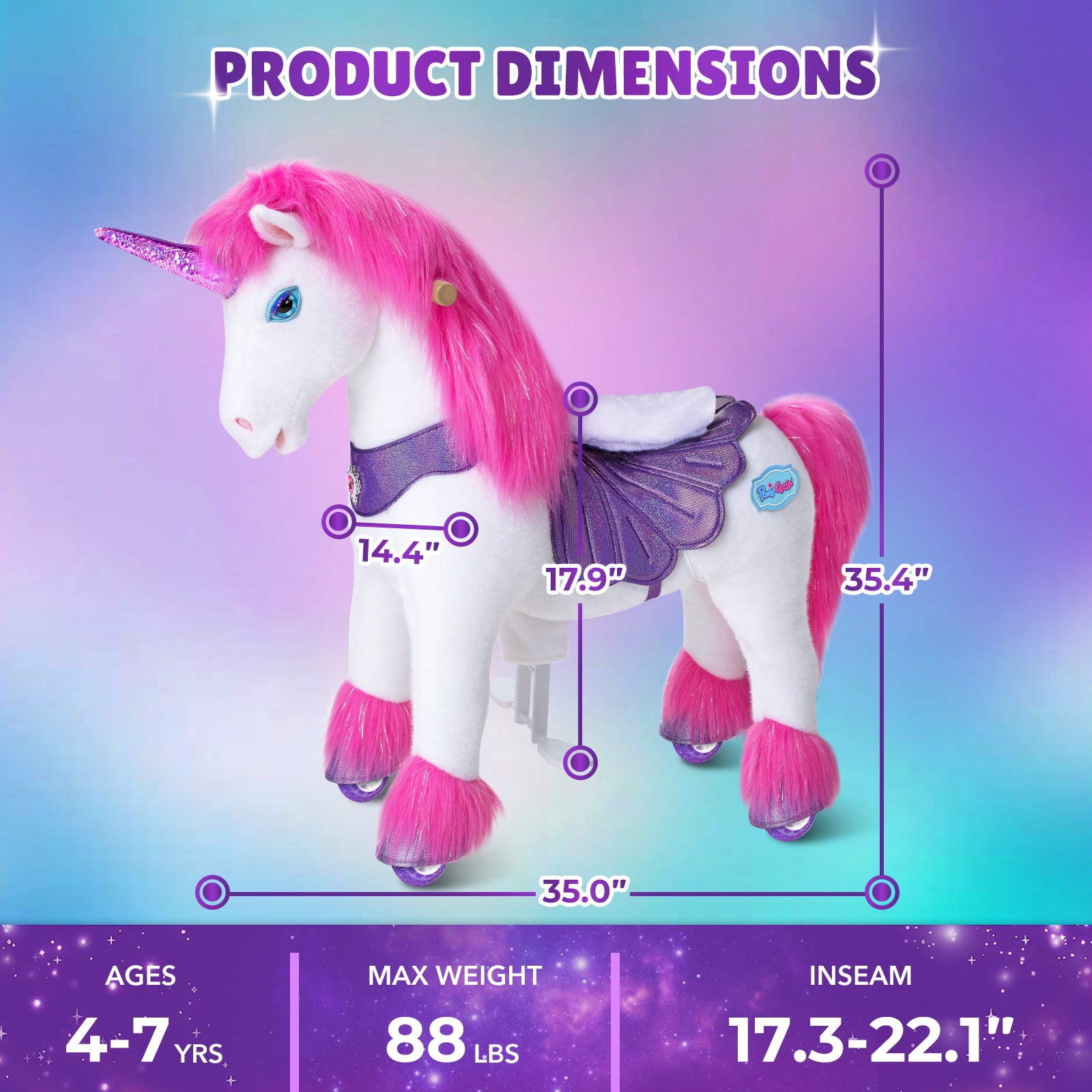 PonyCycle, Inc. - Pink Unicorn Model Y Ride on Toy - 4-7 Years - Outdoor