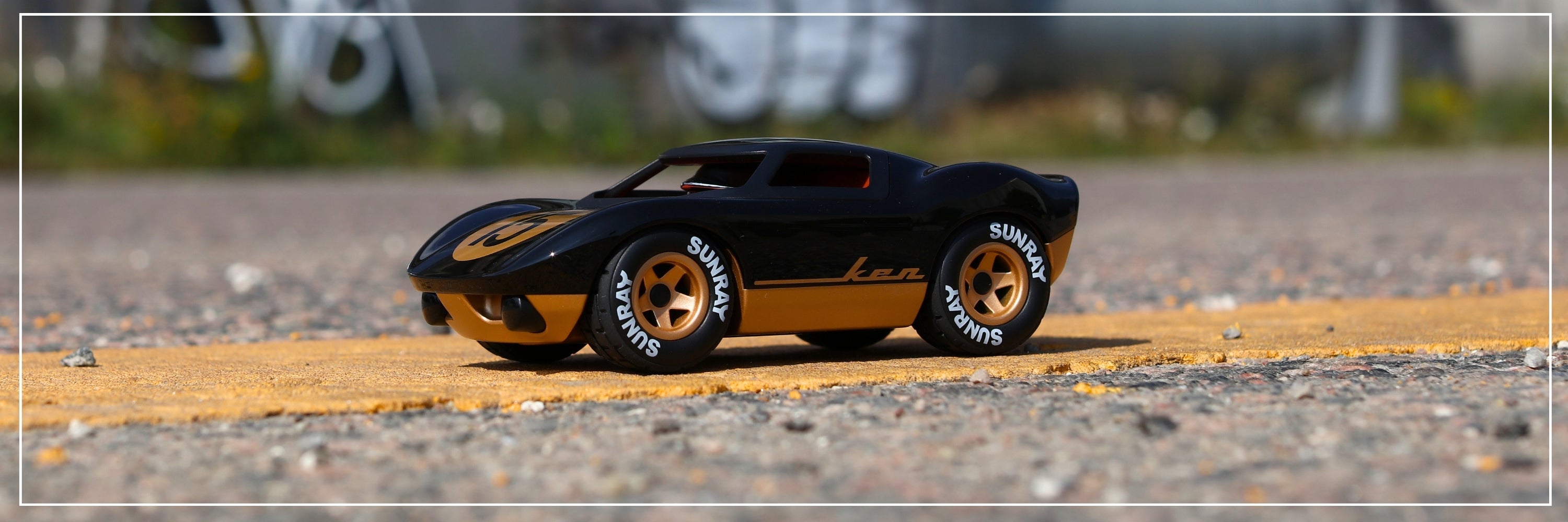 Model car on a road with blurred background