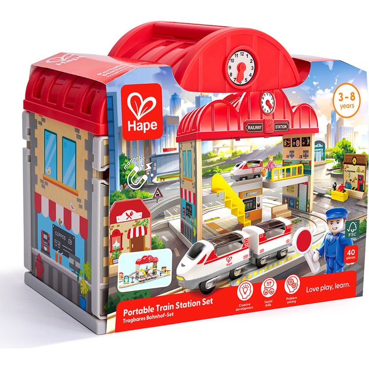 Hape - Portable Train Station Set - Preschool