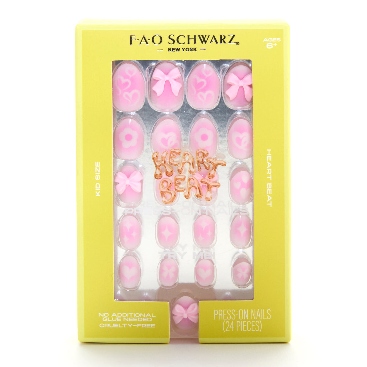 FAO Schwarz - Press-On Nails 24 Piece – Heart Beat - Fashion Activity and Roleplay