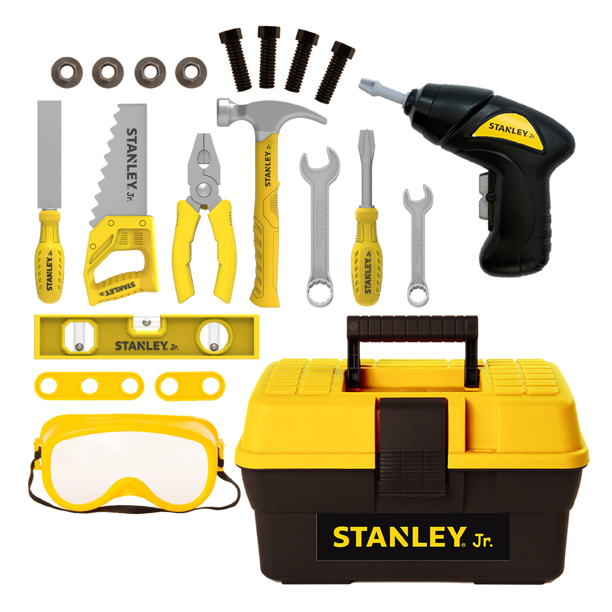 Stanley Jr. - Pretend Play Toolbox Set- 21 Pieces - Preschool