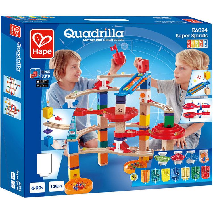 Hape - Quadrilla Super Spirals Wooden Marble Run Blocks - STEM
