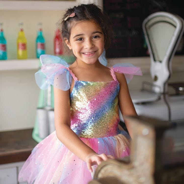 Great Pretenders - Rainbow Fairy Dress & Wings - Size 7-8 Years - Dress up