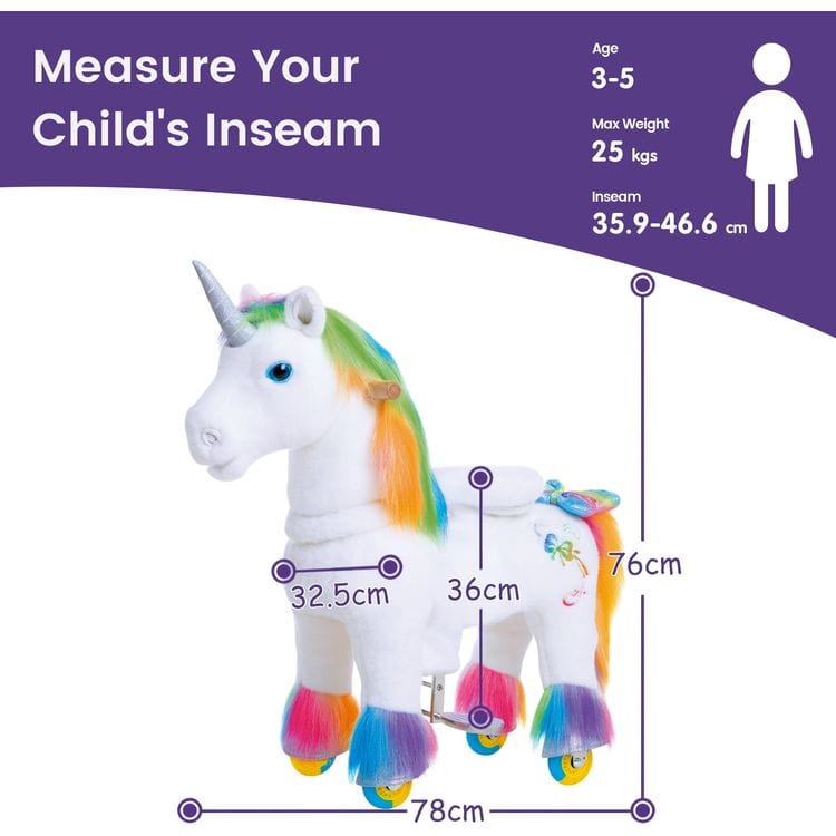 PonyCycle, Inc. - Rainbow Model X Ride-On Unicorn - 3-4 Years - Preschool