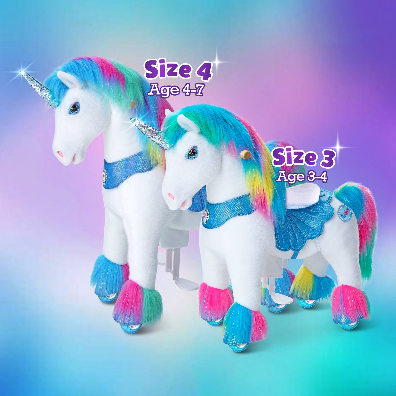 PonyCycle, Inc. - Rainbow Unicorn Model Y Ride on Toy - 4-7 Years - Outdoor