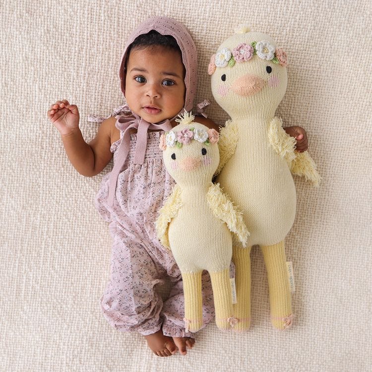 Cuddle And Kind - Regular 20" Flora the Duckling (With Flower Crown) Hand-Knit Doll - Plush