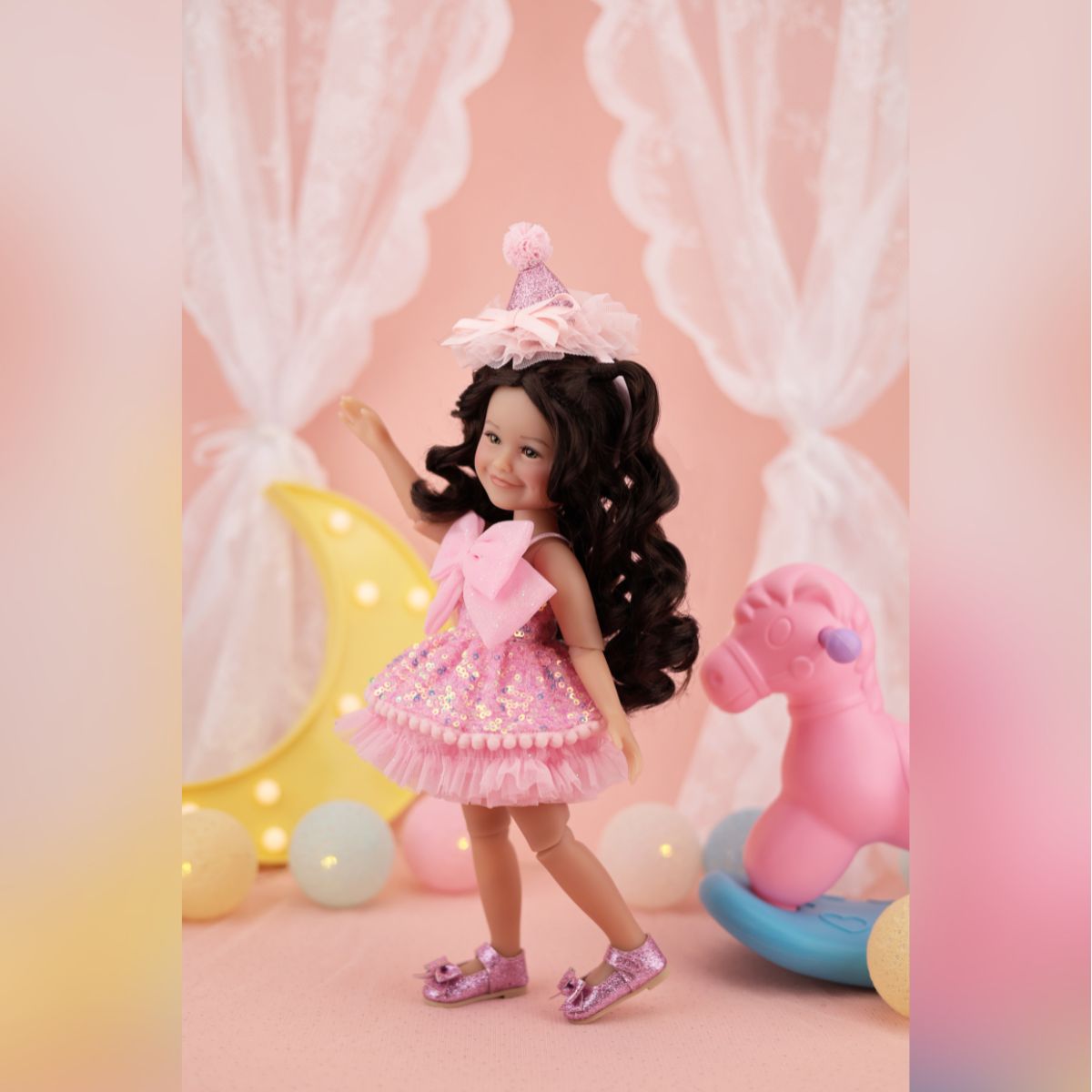 Birthday Siblies Doll - Tan Skin, Pink Dress