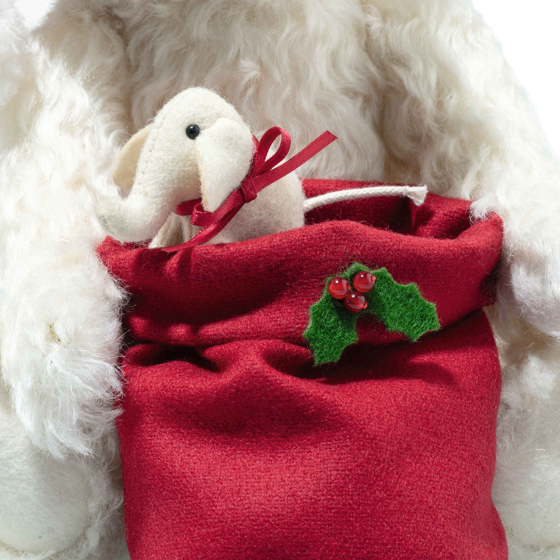 Steiff North America, Inc. - Santa Teddy Bear with Light-Up Gift Bag - Plush