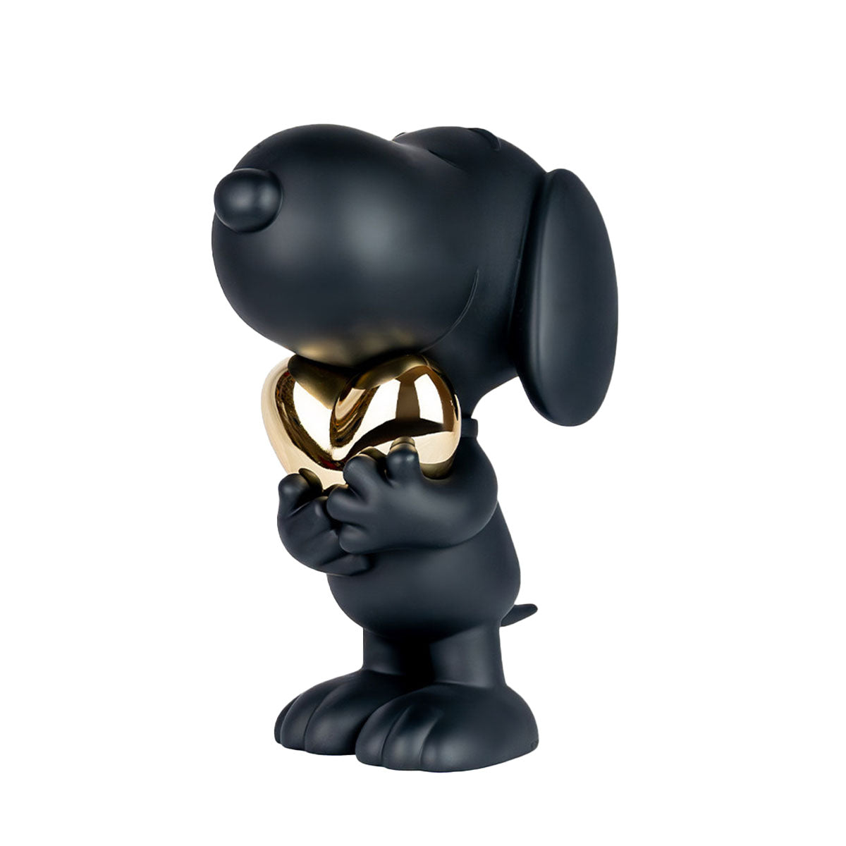 Leblon Delienne - Snoopy Matte Black Figure with Chrome Gold Heart - 21.6" - Collectibles