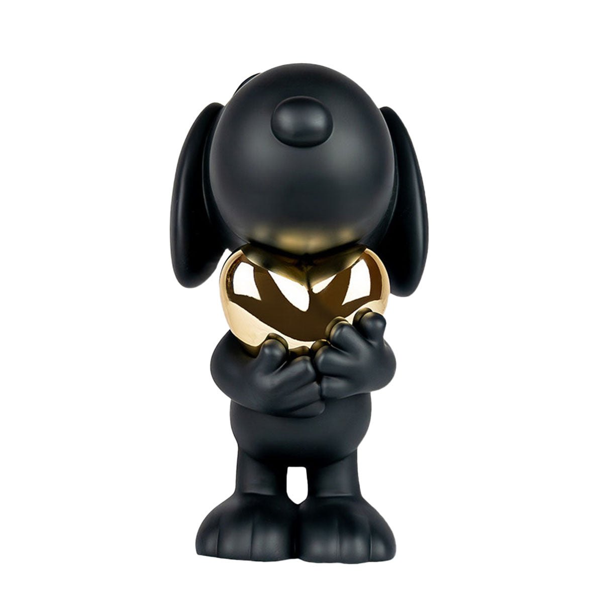 Leblon Delienne - Snoopy Matte Black Figure with Chrome Gold Heart - 21.6" - Collectibles
