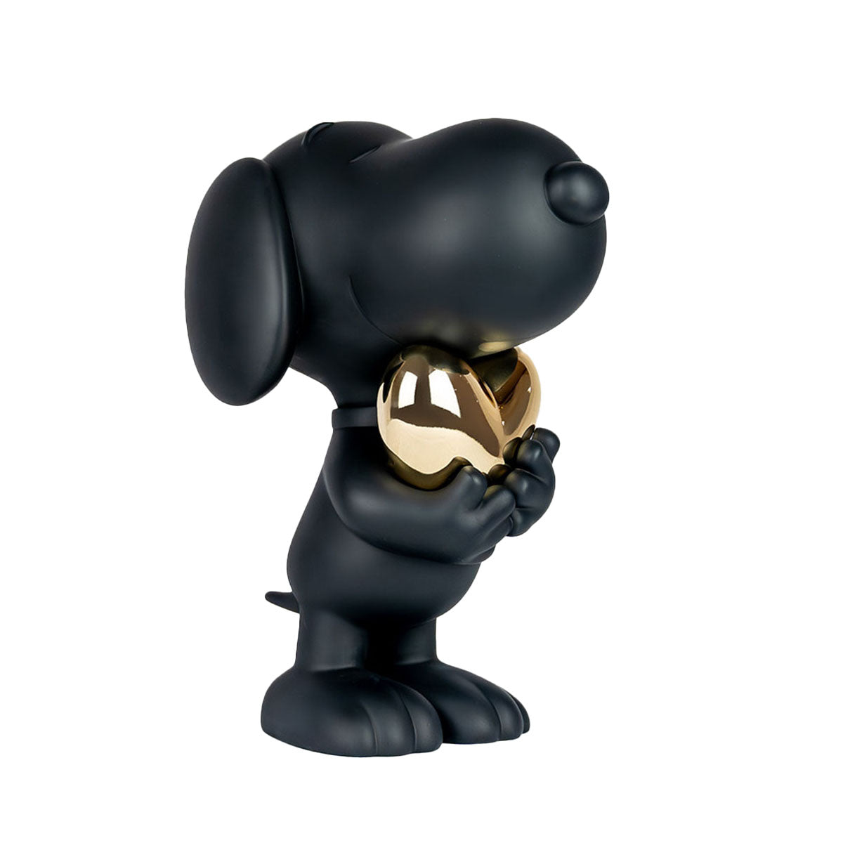Leblon Delienne - Snoopy Matte Black Figure with Chrome Gold Heart - 21.6" - Collectibles