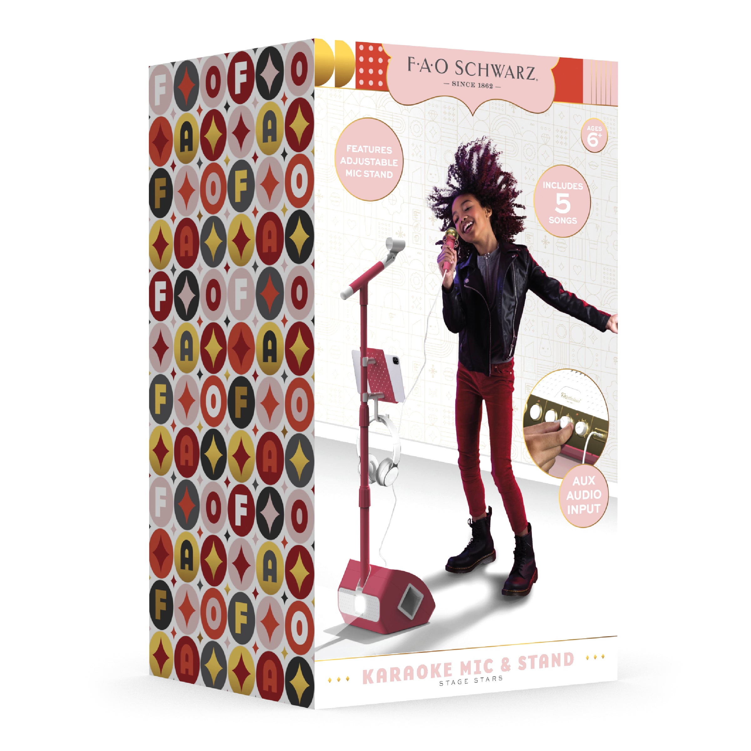 FAO Schwarz - Stage Stars Karaoke Mic and Stand - Pink - Music