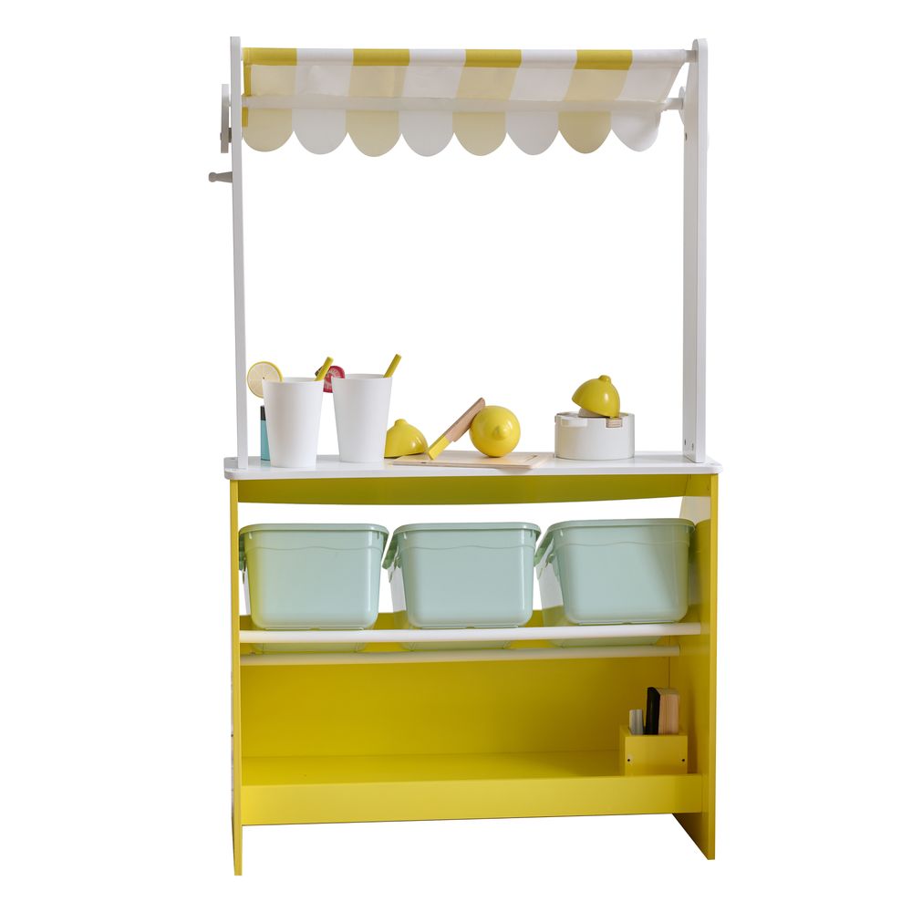 Teamson Kids - Sunny Citrus Lemonade Stand Playset with Interactive Accessories - Preschool