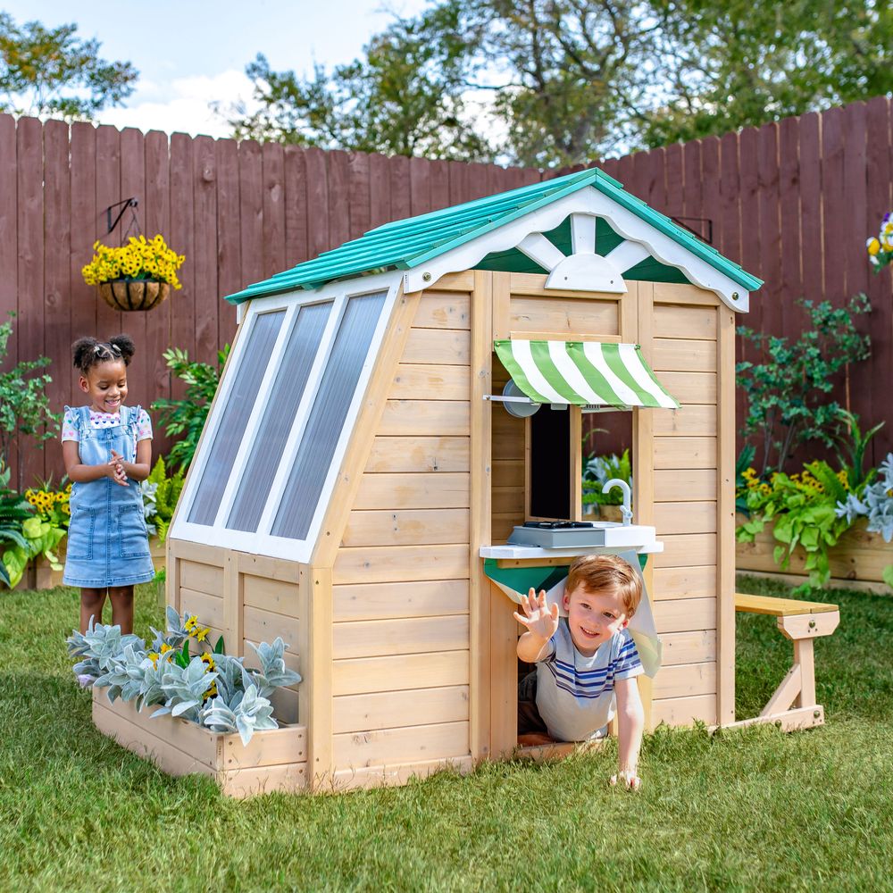 Gardenia Wooden Playhouse with Large Window & Kitchen
