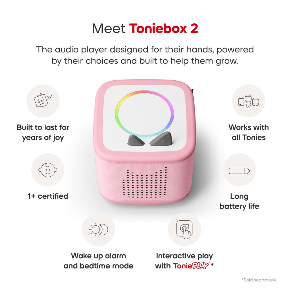 Tonies Disney Toniebox 2 Bundle with 10 Tonies - Cloud Pink