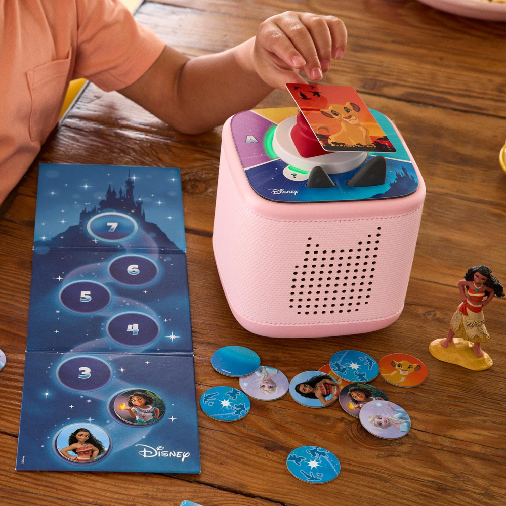 Tonies Disney Toniebox 2 Bundle with Tonieplay Game, Sleeve and 4 Tonies - Cloud Pink