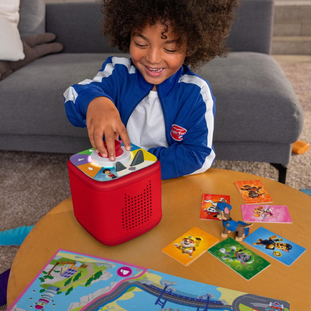 Tonies PAW Patrol Toniebox 2 Bundle with Tonieplay Game, Sleeve and 4 Tonies - Sunset Red