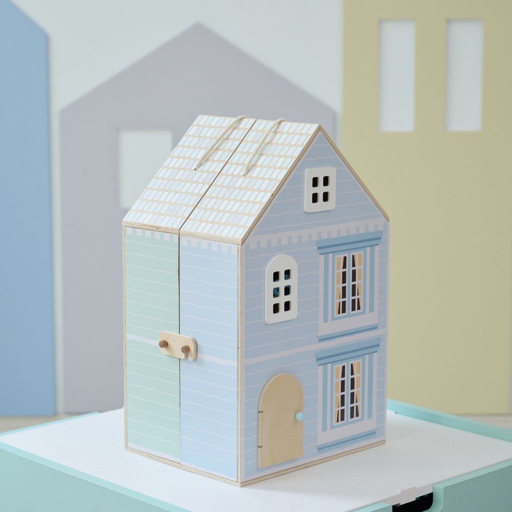 Teamson Kids - The Lovely Townhouse Wooden Carry-On Dollhouse & Accessories - Dolls