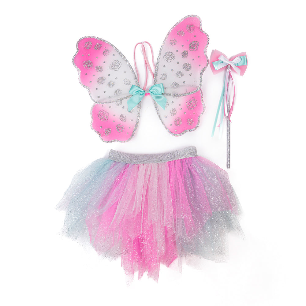Great Pretenders - Think Mint Pink Skirt, Wings, & Wand - Size 4-6 Years - Dress up