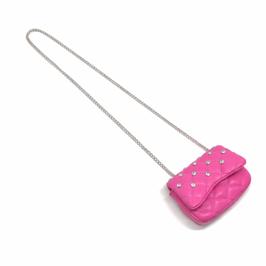 Zomi Gem - Tiny Crystal Stud Handbag - Hot Pink - Trend Accessories