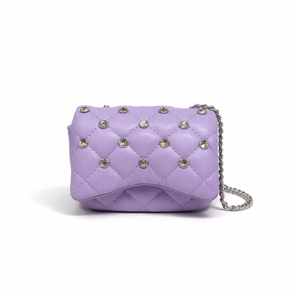 Zomi Gem - Tiny Crystal Stud Handbag - Lavender - Trend Accessories