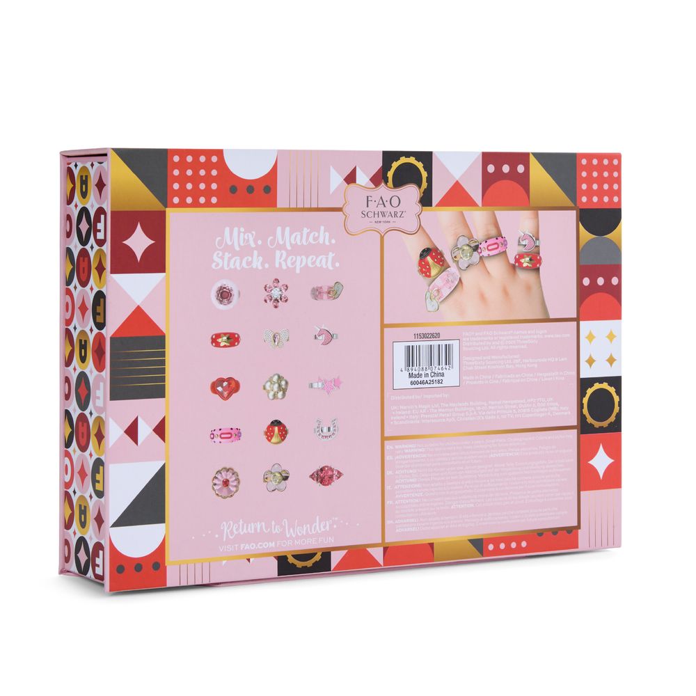 FAO Schwarz - Tiny Glam Rings 15-Piece Set - Fashion Activity and Roleplay