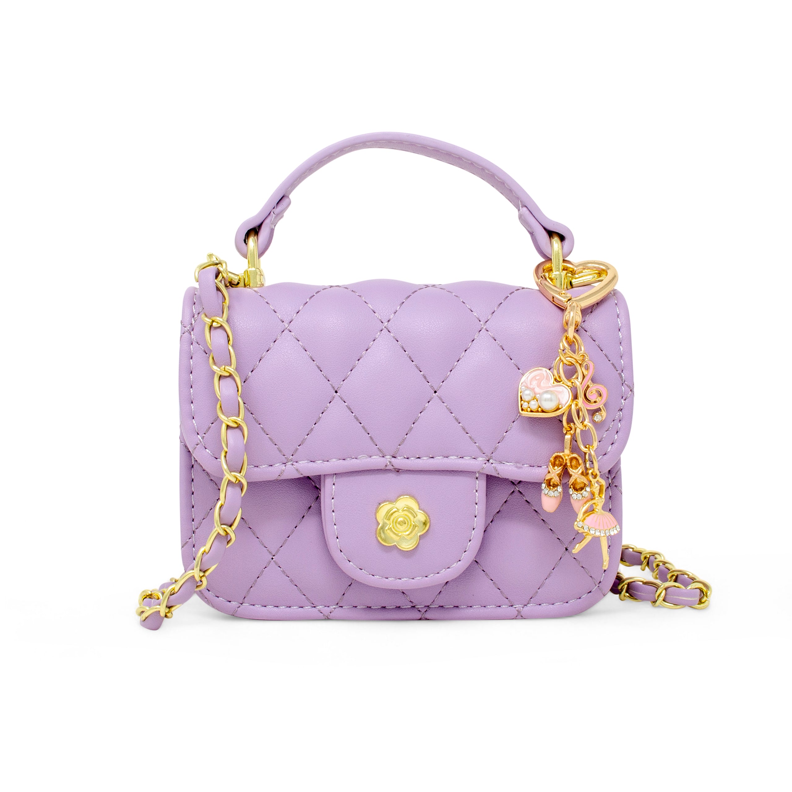 Zomi Gem - Tiny Quilted Ballet Charm Handbag - Purple - Trend Accessories