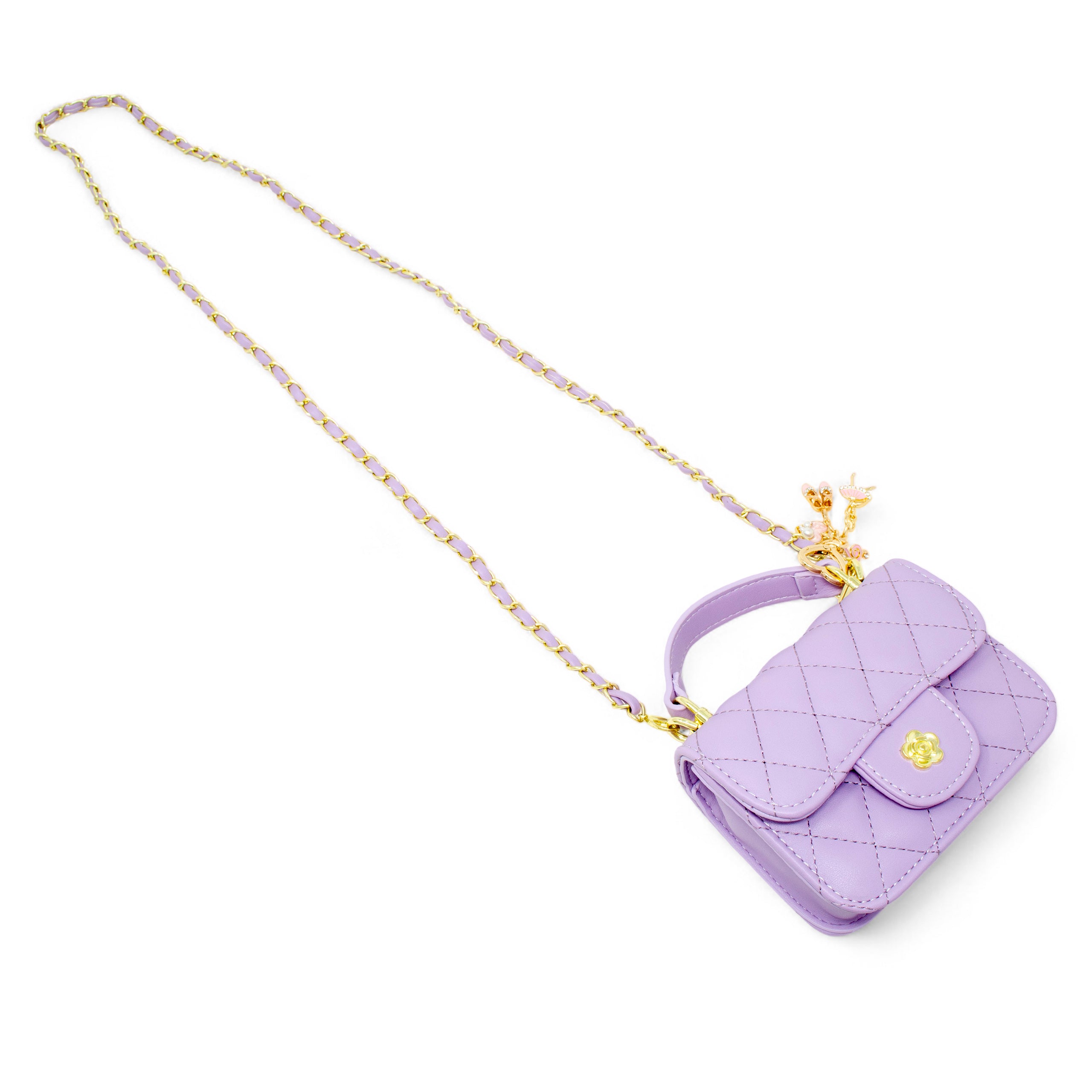 Zomi Gem - Tiny Quilted Ballet Charm Handbag - Purple - Trend Accessories