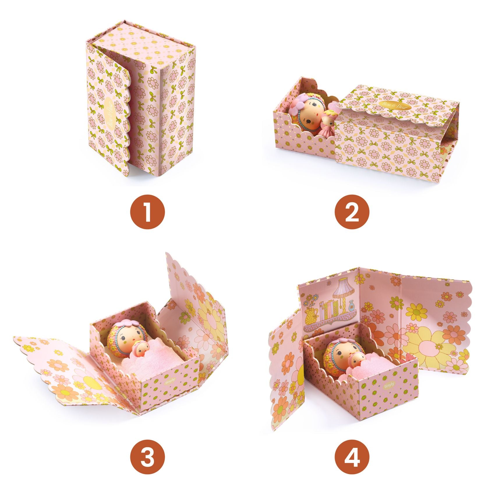 Djeco - Tinyly Rose Tinyroom with Figurines - Collectibles