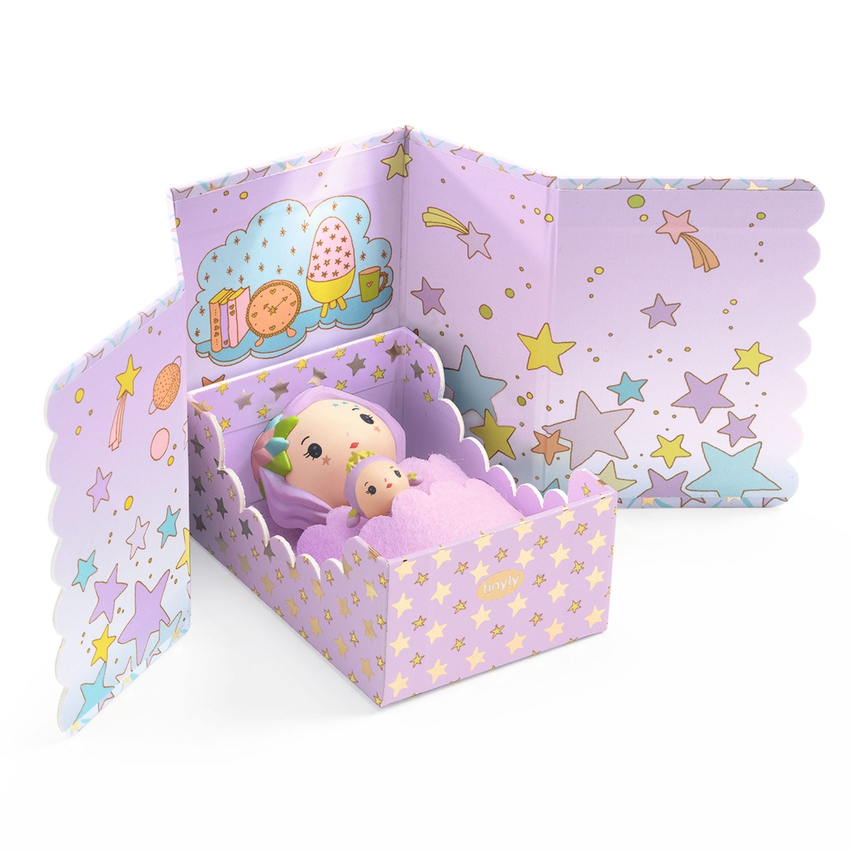 Djeco - Tinyly Violet Tinyroom with Figurines - Collectibles