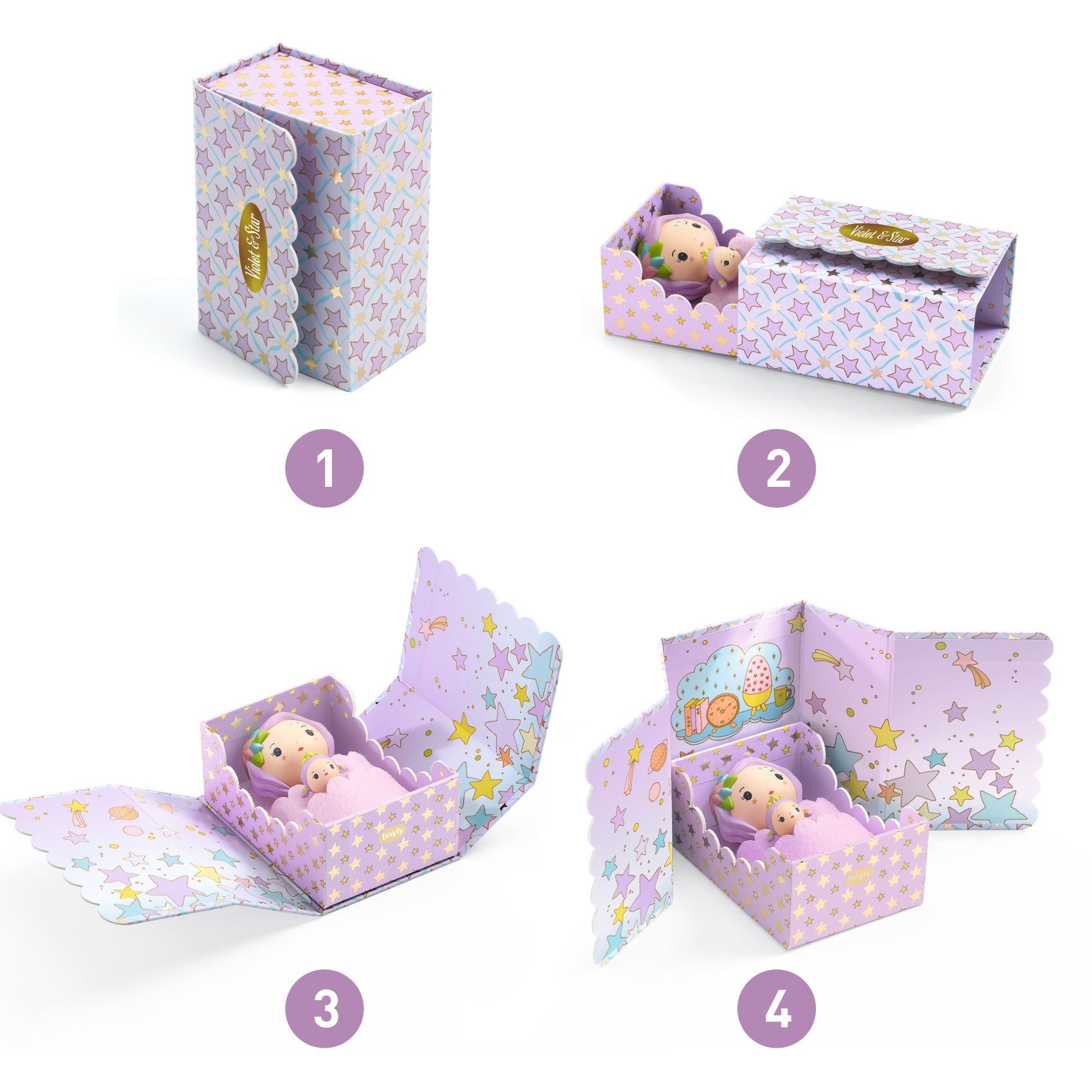 Djeco - Tinyly Violet Tinyroom with Figurines - Collectibles
