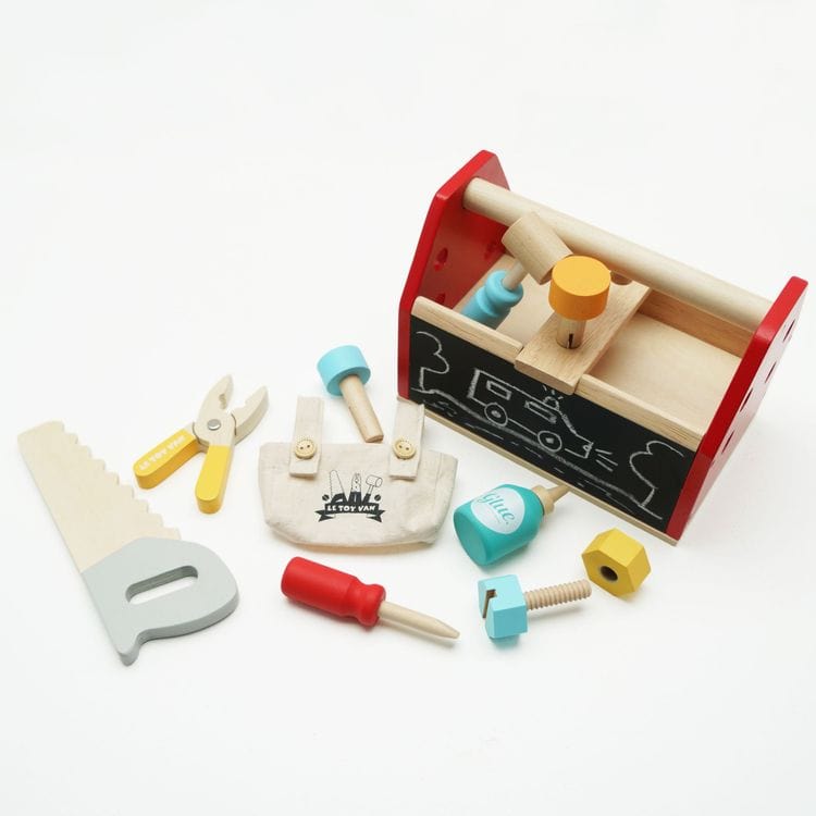 Le Toy Van - Tool Box & Wooden Tools with 11 Accessories - Preschool