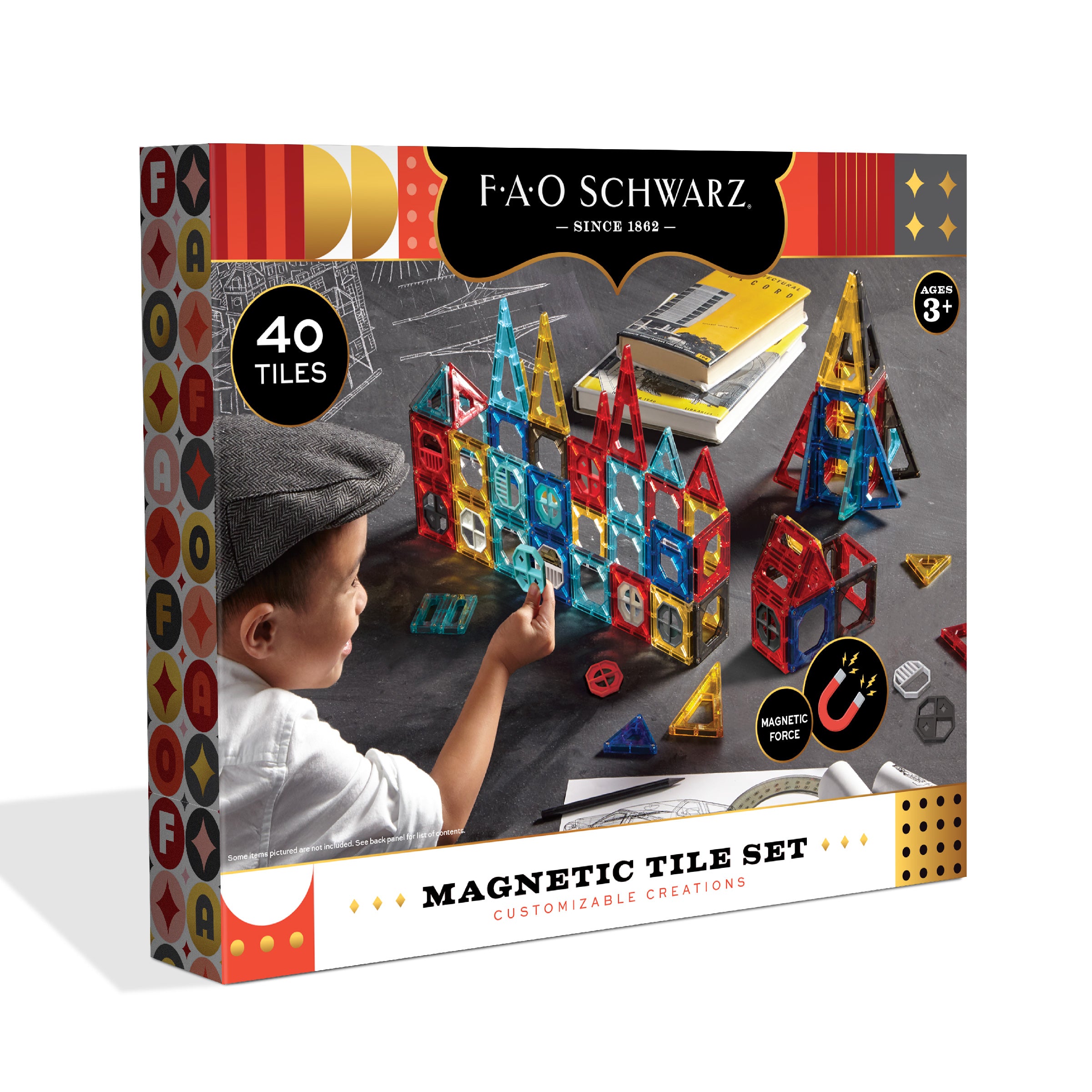 Magnetic Tile Set Custom Creation - 40 Pieces