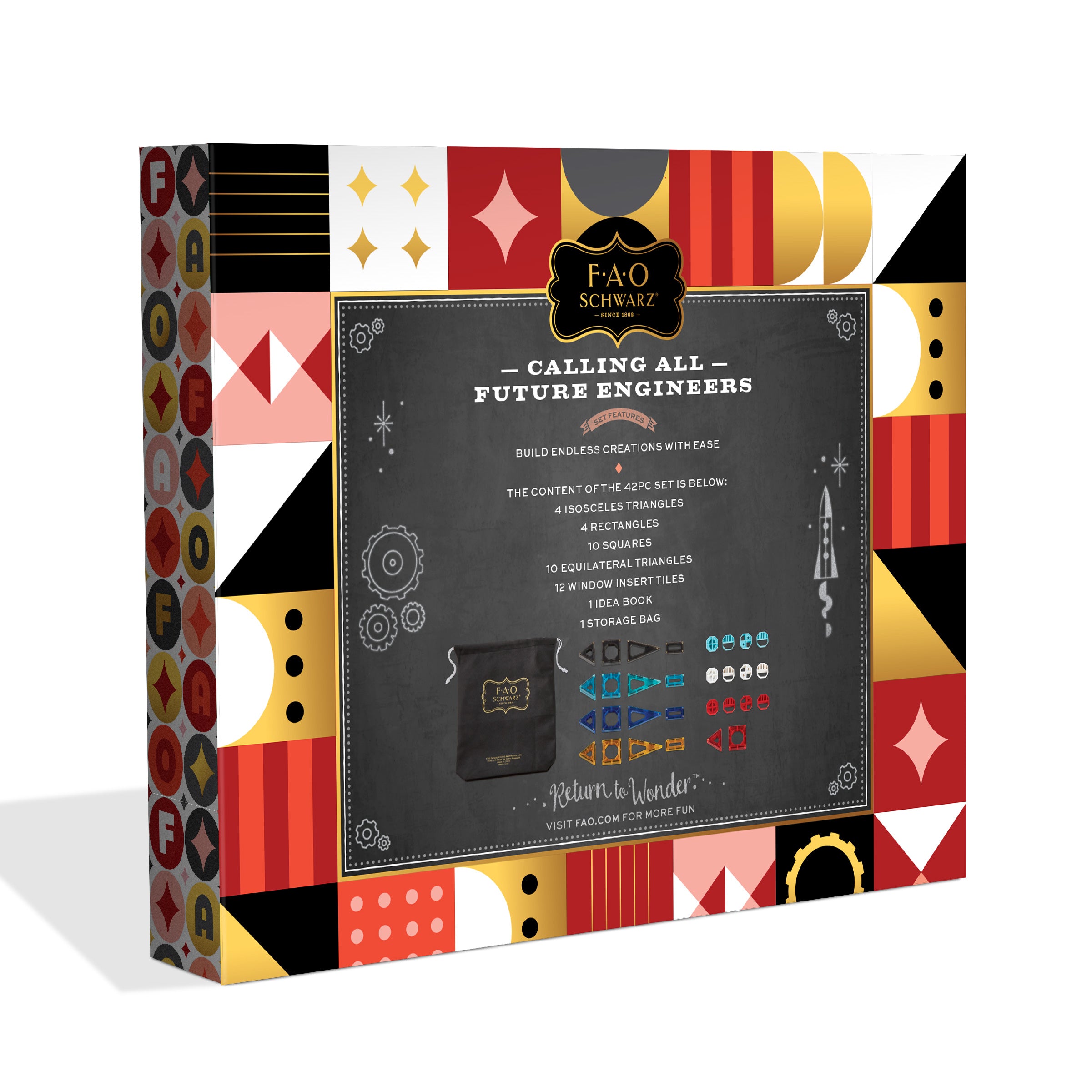 Magnetic Tile Set Custom Creation - 40 Pieces